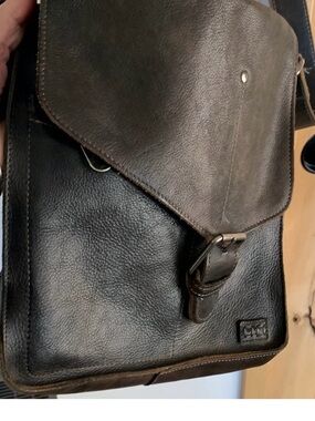 Women’s Leather Two-Tone Black and Brown Messenger Bag